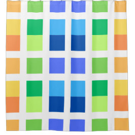 Grüngelbe blaue Minimalplätze Duschvorhang