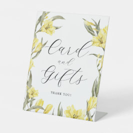 Grüngelbe Blumen Kinderduschkarte Geschenke Sockelschild