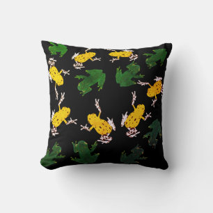 Grüngelbe Frösche Kissen