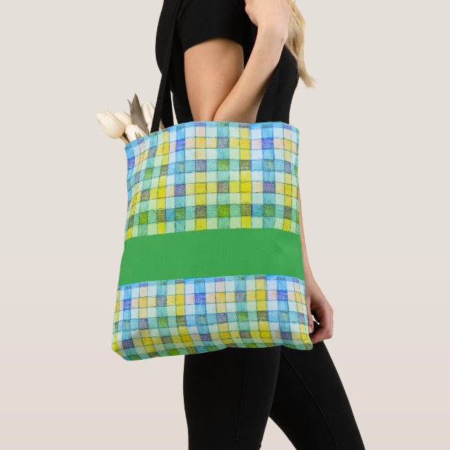 Grüngelber Gingham Tosack (Von Nahem)