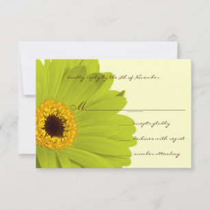 Grüngelbes Elegant Gerber Hochzeitseinladung RSVP Karte