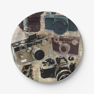 Grungephotograph-Fotografie Vintage Kamera Pappteller