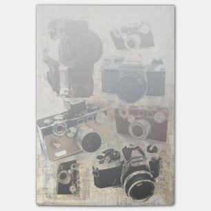 Grungephotograph-Fotografie Vintage Kamera Post-it Klebezettel
