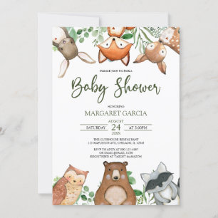 Grüngeschlecht neutrale WOODLAND Baby Shower Invit Einladung