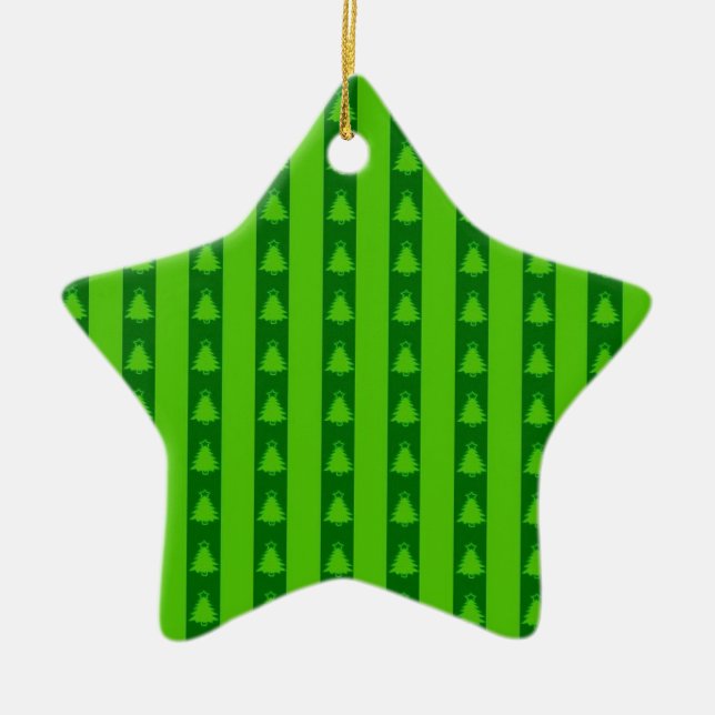 Grüngestricktes Weihnachtsbaummuster Keramik Ornament (Vorne)