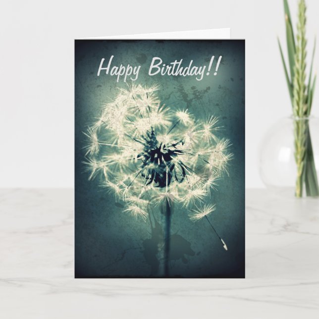 Grungey Dandelion Birthday Card Karte (Vorderseite)