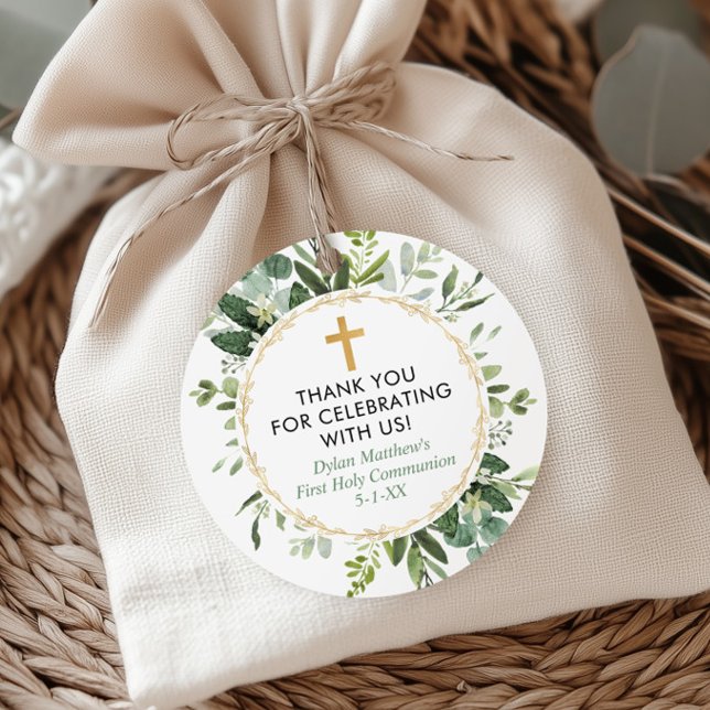 Grüngold Eukalyptus erste Kommunion Taufe Geschenkanhänger (Von Creator hochgeladen)