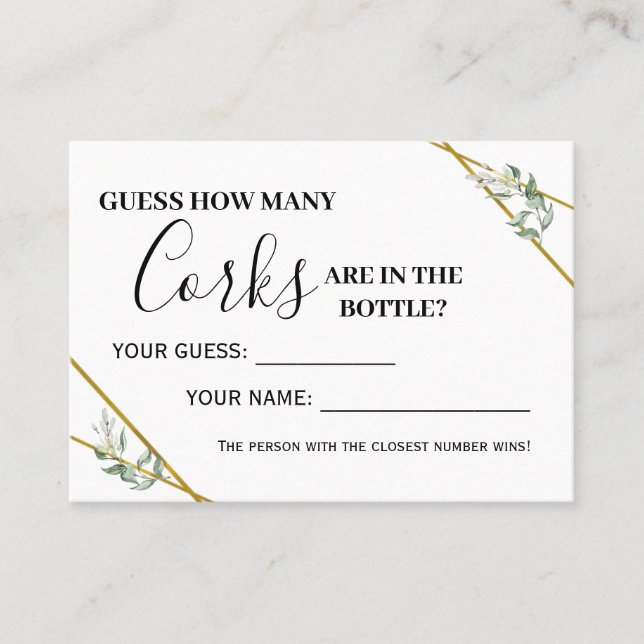 Grüngold Wie viele Korken zweisprachige Spielkarte Platzkarte (Vorderseite)