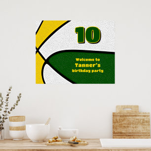 Grüngoldbasketballmannschaftsfarben Party willkomm Poster