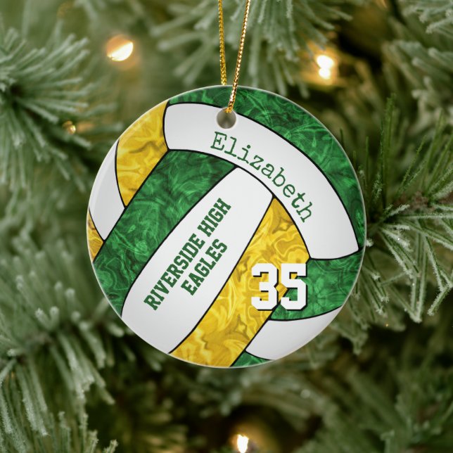 Grüngoldfarben der Freundvolleyballmannschaft Keramik Ornament (Baum)