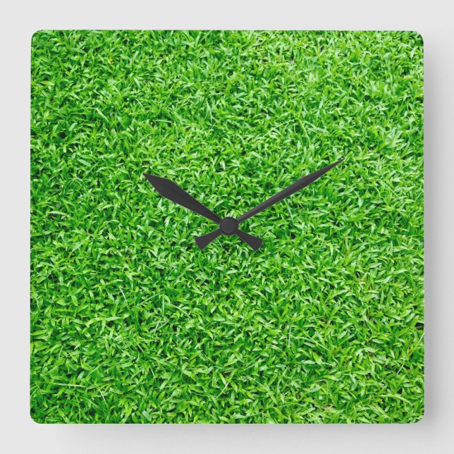 Grüngras Quadratische Wanduhr (Vorderseite)