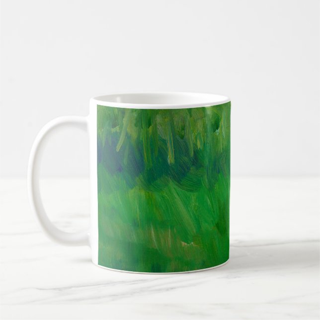Grüngrasfarbe Textur. Handgezeichneter Hintergrund Kaffeetasse (Links)
