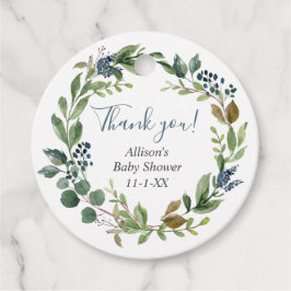 Grüngrüne Blätter staubblauer botanischer Blütenbo Geschenkanhänger