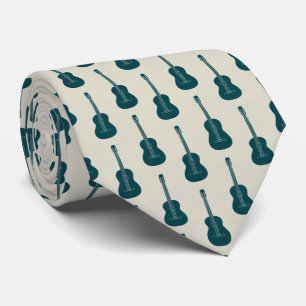 Grungy Akustikgitarre Polkadot blau creme Krawatte