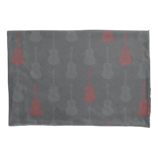 Grungy Akustikgitarre Polkadot grau rot Kissenbezug