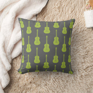 Grungy Akustikgitarre Polkadot limettengrün Kissen