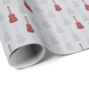 Grungy Akustikgitarre Polkadot weiß rot Geschenkpapier