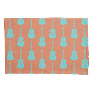 Grungy akustische Gitarre Polkadot grün orange Kissenbezug