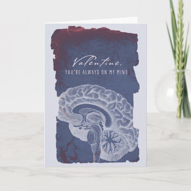 Grungy Anatomical Brain Valentine's Day Card Dankeskarte (Vorderseite)