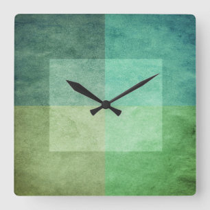 grungy Aquarell ähnliche grafische abstrakte 3 Quadratische Wanduhr