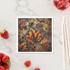 Grungy Autumnal-Blätter auf Rusty Metal Decoupage Serviette