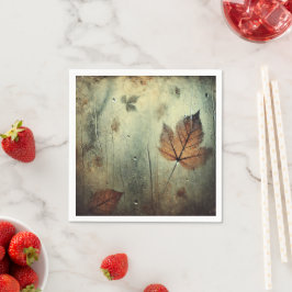 Grungy Autumnal Foggy Glass Window Decoupage Serviette