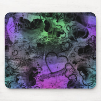 grungy bedrückte Funky Colors Hearts Mousepad
