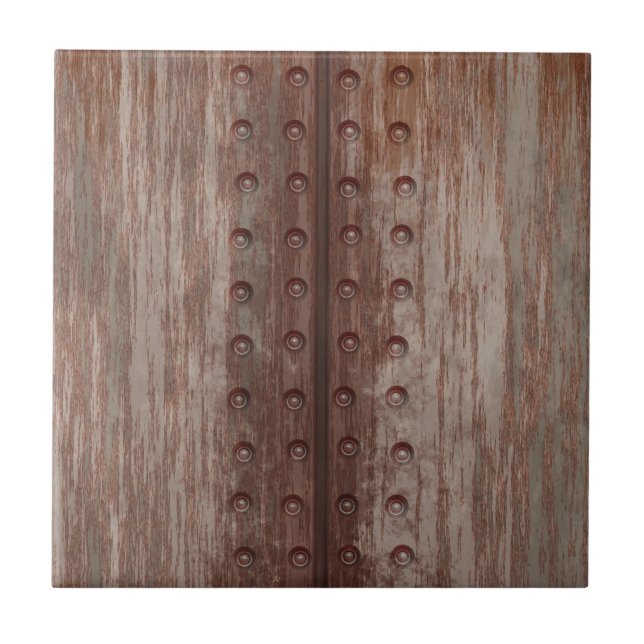 Grungy befestigtes rostiges Metall Fliese (Vorderseite)