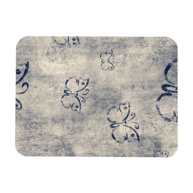 Grungy Black Butterfly Pattern Magnet (Horizontal)