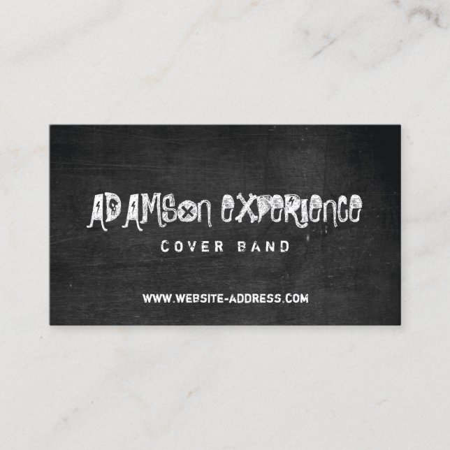 Grungy Black Chalkboard Business Card für Band/DJs Visitenkarte (Vorderseite)