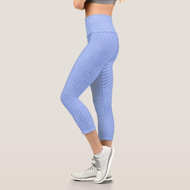 Grungy Blue Stripes Capri Leggings (Links)