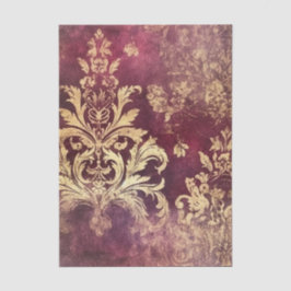 Grungy Burgundy and Gold Damask Pattern Seidenpapier