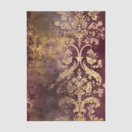 Grungy Burgundy Wine and Gold Damask Pattern Seidenpapier