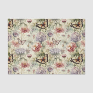 Grungy Butterfells und Blume Decoupage Paper Seidenpapier