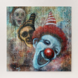 Grungy Clown Zombie Parade Gothic Print Creepy Art Puzzle