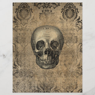grungy Damask & Skull Halloween-Scrapbook
