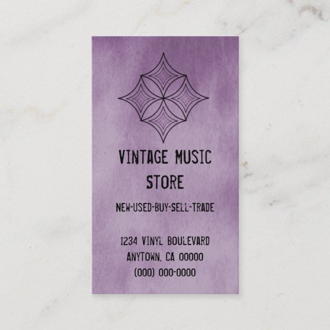 Grungy Diamond Business Card, Lilac Visitenkarte (Vorderseite)