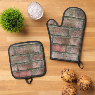 Grungy Dirty Moldy Brick Wall Ofenhandschuh & Topflappen-Set