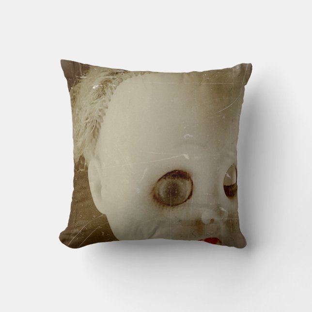 Grungy Doll Face Kissen (Vorderseite)