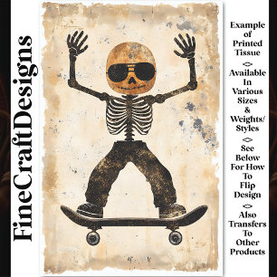 Grungy Edgy Skateboarding Skelett AJ9 Decoupage Seidenpapier