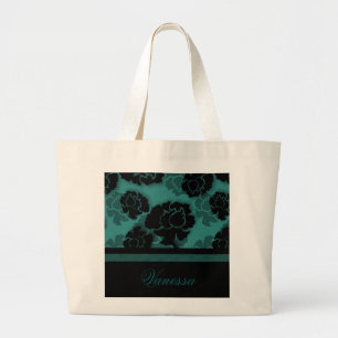 Grungy Floral Decadence Bag, Aquamarin Jumbo Stoffbeutel