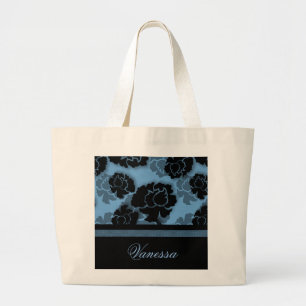 Grungy Floral Decadence Bag, blau Jumbo Stoffbeutel