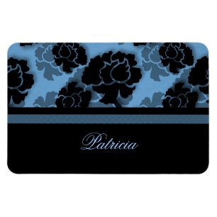 Grungy floral Decadence Flexi Magnet, blau Magnet
