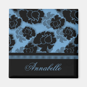 Grungy floral Decadence Magnet, leicht blau Magnet