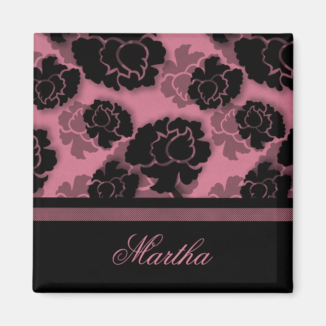 Grungy Floral Decadence Magnet, rosa Magnet (Vorne)