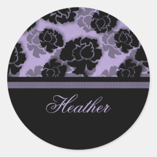 Grungy Floral Decadence Stickers, Lavendel Runder Aufkleber