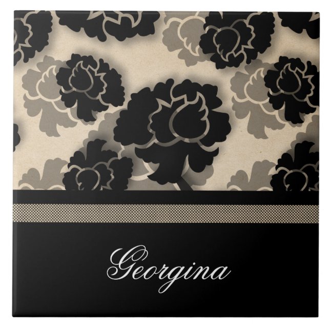 Grungy Floral Decadence Tile, Elfenbein Fliese (Vorderseite)