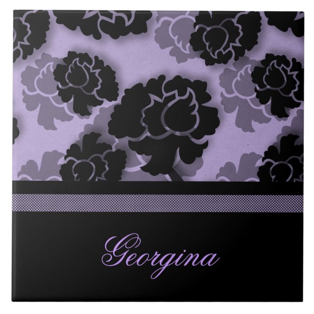 grungy floral Decadence Tile, Lilac Fliese (Vorderseite)