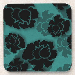 Grungy Floral Decadence Untersetzer Set, Aquamarin