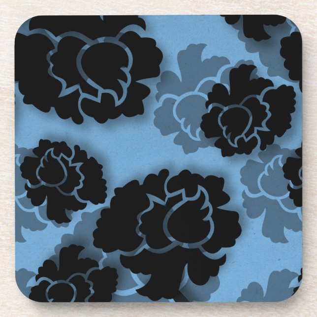 Grungy Floral Decadence Untersetzer Set, blau (Vorderseite)